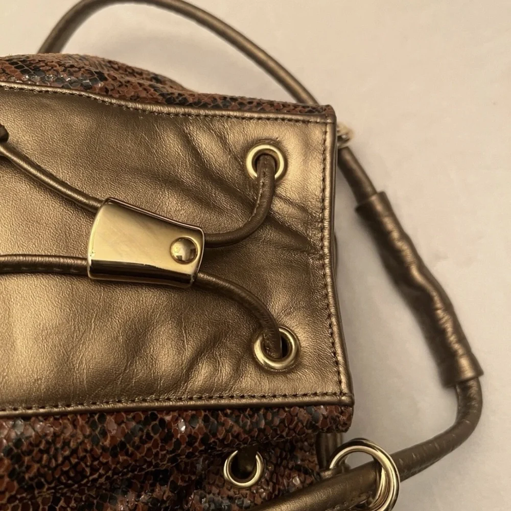 💚 Vintage Mazzantia Leather Drawstring Bucket Bag🩷